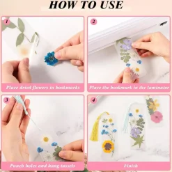 326PCS Pressed Flower Bookmark Making Kit – DIY Laminated Floral Bookmark Set with 125 Dried Flowers, Tassels & Puncher, Handmade Craft Kit for Book Lovers & Creative Gifts