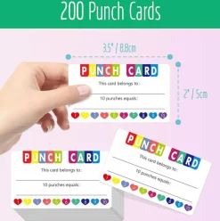 200 PCS Punch Cards, Incentive Card with Handheld Puncher Kit Heart Shaped Incentive Loyalty Reward Cards Boost Creativity & Skills Development for Business, Classroom, Students Behavior, 3.5” x 2”