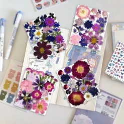 150 Pcs Purple Dried Pressed Flowers with Butterfly Stickers, Natural Floral Craft Supplies for Resin Jewelry, Candle Making, Nail Art, Scrapbooking, Cards & DIY Decorations