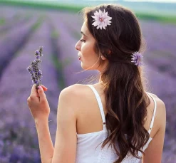 24PCS Purple Flower Hair Clips, Artificial Rose Floral Hair Pins & Brooches for Women Girls, Bridal Headpieces Wedding Hair Accessories, Christmas Halloween Birthday Party Decor