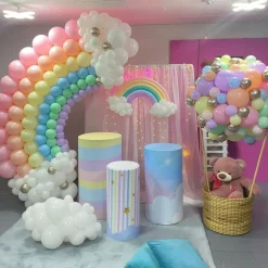 145 Pcs Rainbow Linking Balloons, Pastel Quick Link Balloons in Assorted Colors with 100 Glue Dots, Connecting Latex Balloons for DIY Balloon Arch, Garland & Wall Decorations, Kids Birthday, Unicorn, Easter & Baby Shower