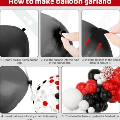 153pcs Red Black and White Balloon Arch Garland Kit Different Sizes 18 12 10 5inch Silver Latex Metallic Confetti Graduation Balloons