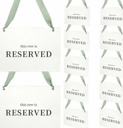12 Pcs Reserved Seating Signs – Sage Green This Row Is Reserved Hanging Chair Signs with Silk Ribbon – Wedding Ceremony, Church Aisle & Event Seating Decor
