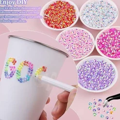 32000Pcs Resin Jelly Rhinestones with 1 Pcs B7000 Jewelry Glue for Bedazzling, Multicolor 3mm Flatback Gems for Crafting, Bedazzler Kit for Book Crafts Clothing Shoes Fabric Decor Nail Art Makeup