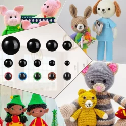 816 Pcs Safety Eyes for Crochet 6-30mm Plastic Colorful Safety Eyes for Amigurumi with Washers Black Stuffed Animal Eyes for Craft Teddy Bear