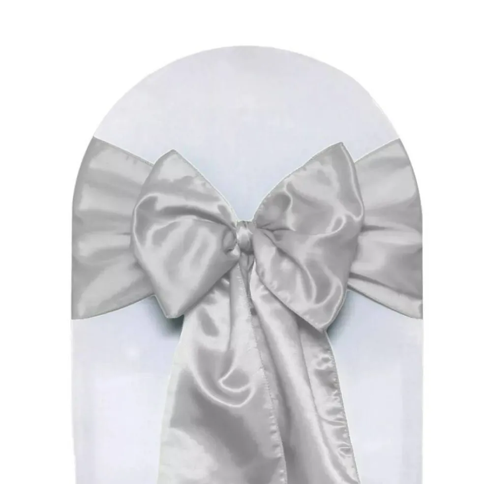 10 PCS Satin Chair Sashes Ribbon Bow