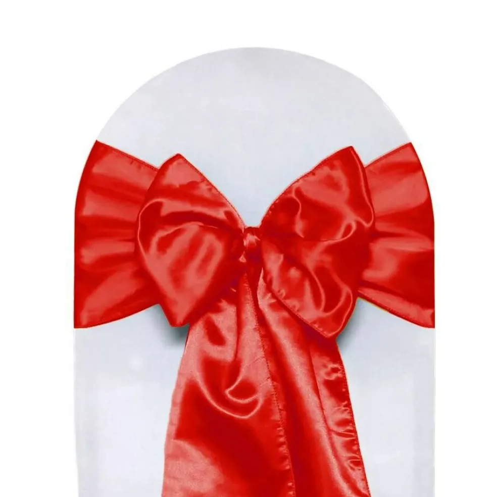 10 PCS Satin Chair Sashes Ribbon Bow