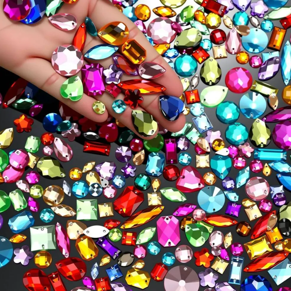 500 Pcs Sewing on Rhinestones - Multicolor