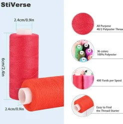 72 Pcs Sewing Thread Kit, 36 Colors Polyester Sewing Machine Thread with 36 Matching Bobbins, 400 Yard Spools, All-Purpose Thread Set for Sewing, Embroidery, Quilting & DIY Crafts
