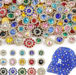 200 Pcs Sew-On Rhinestones for Bedazzling, 10 Colors Large Flatback Crystal Gems, 10/12/14mm Flower Rhinestone Charms with Metal Base for Clothes, Hats, Socks, Shoes, Bags & DIY Crafts