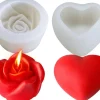 2 Pcs Silicone Rose & Heart Candle Molds