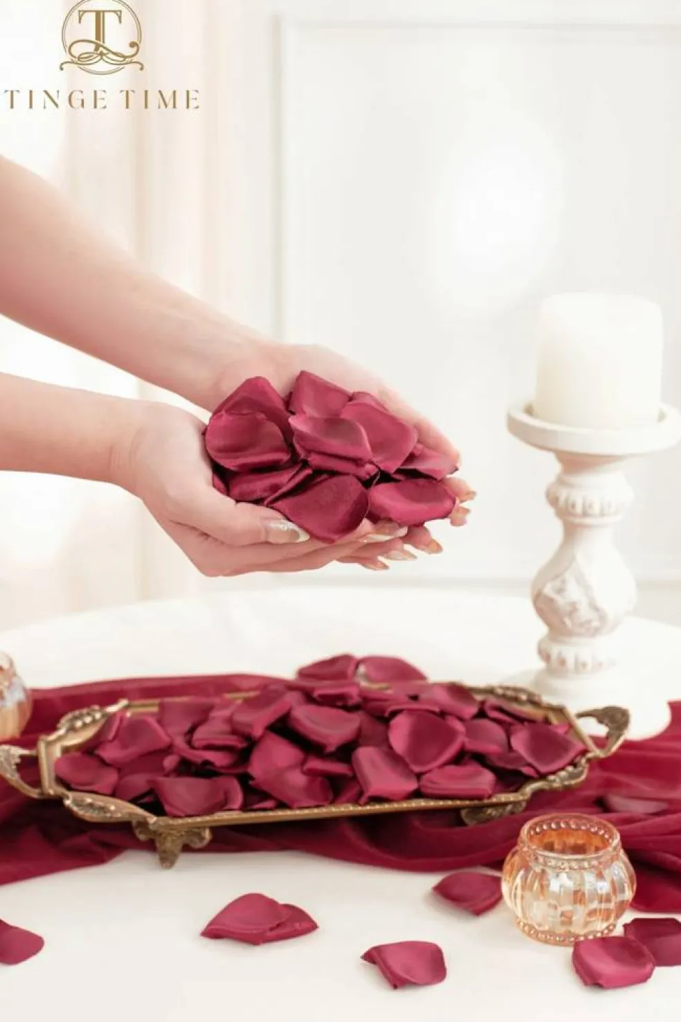 300pcs Silk Rose Petals Burgundy Heart Flower Petals for Wedding
