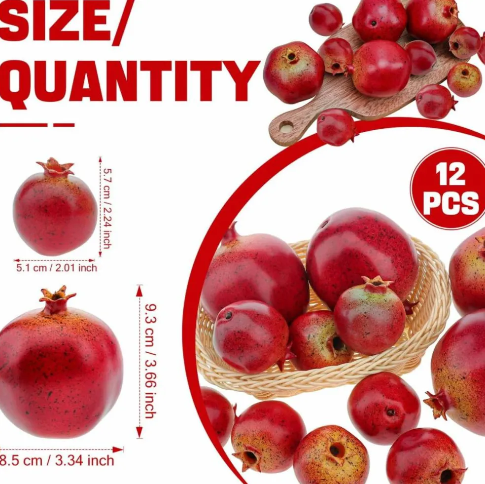 12PCS - Simulation Lifelike Fake Pomegranates Decoration Realistic