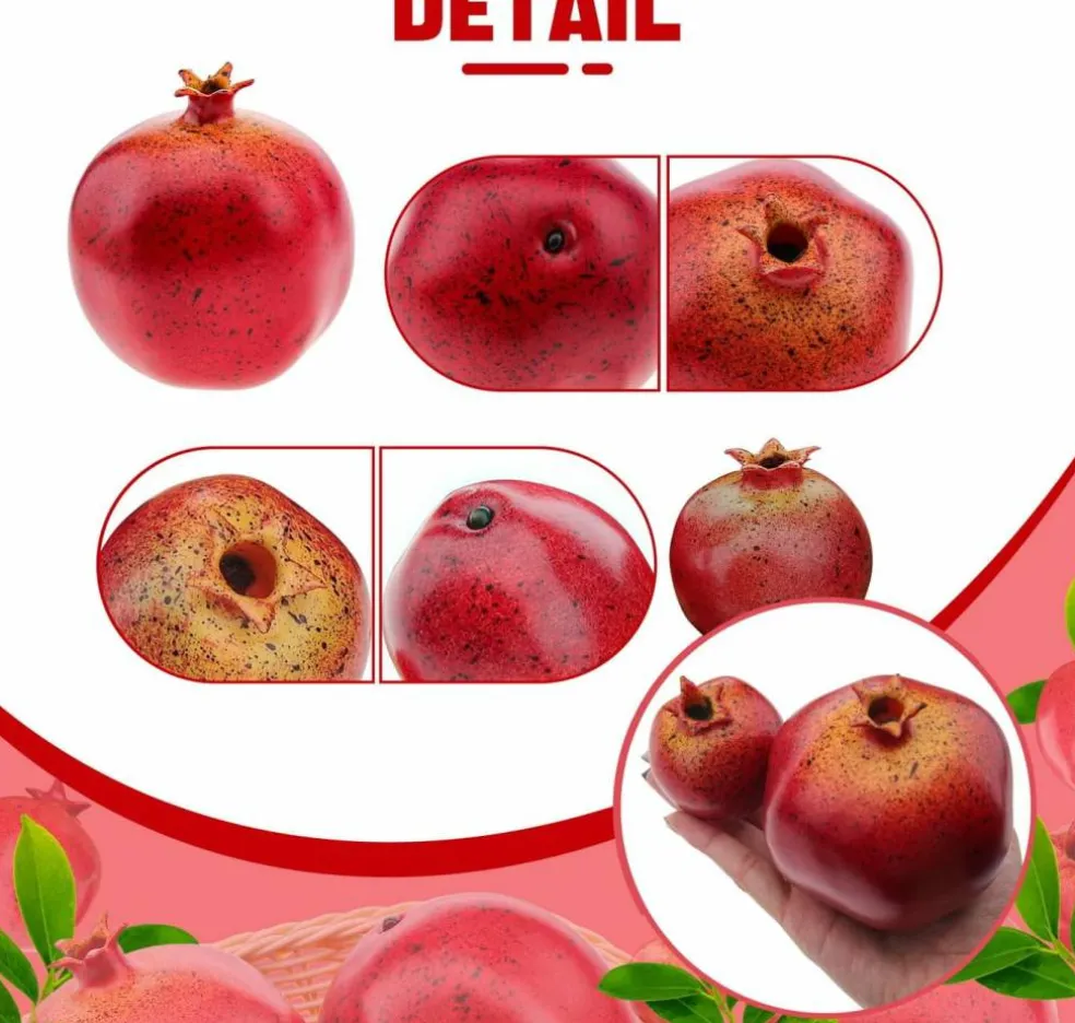 12PCS - Simulation Lifelike Fake Pomegranates Decoration Realistic