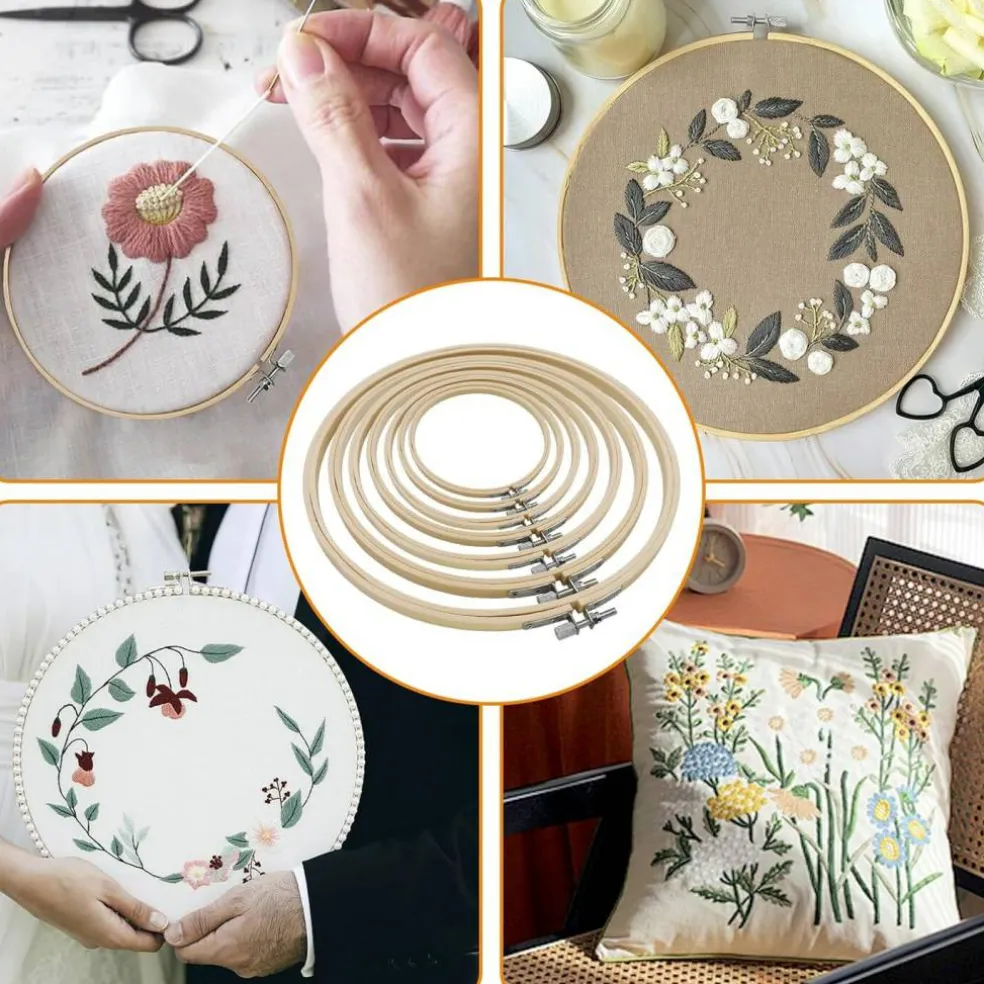 8 Pcs 8 Sizes Round+Oval Embroidery Hoops Set,8cm to 26cm with 1 pcs Screwdriver