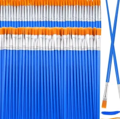 126-Pcs Small Paint Brushes Set – Bulk Flat and Round Brushes for Kids’ Crafts, Acrylic, Oil, Watercolor, Canvas & Face Painting