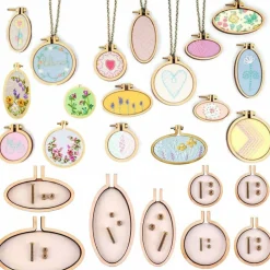 8PCS Small Ring Embroidery Hoop Wooden Mini Cross Stitch