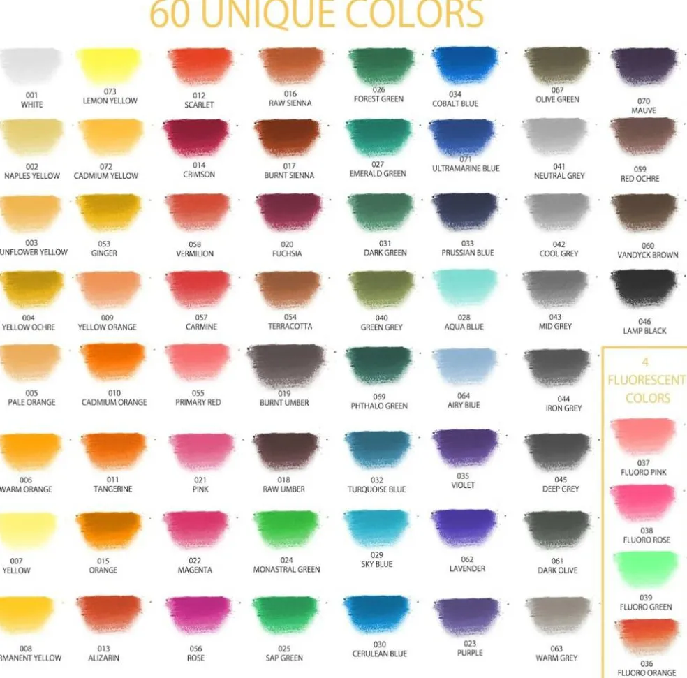 66 Pcs Soft Pastels Square Chalk (64 Colors Short)