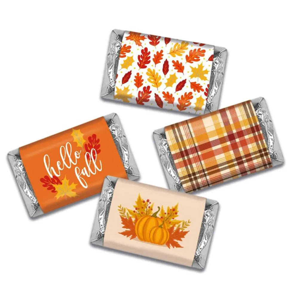 34 Pcs Thanksgiving Fall Candy Party Favors Hershey's Miniatures Chocolate - Hello Fall Leaves