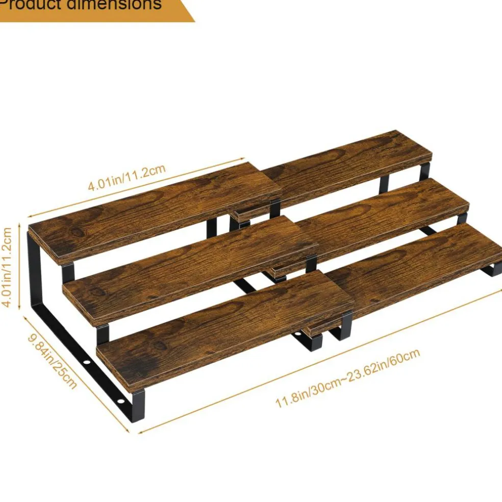 2/4Pcs 3-Tier Expandable Wooden Spice Rack Organizer – Adjustable Cabinet & Countertop Shelf for Kitchen, Pantry, Bathroom, or Office
