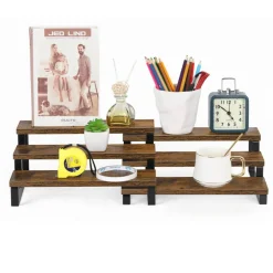 2/4Pcs 3-Tier Expandable Wooden Spice Rack Organizer – Adjustable Cabinet & Countertop Shelf for Kitchen, Pantry, Bathroom, or Office