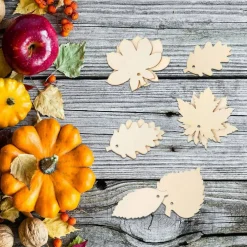 60 Pcs Unfinished Wooden Maple Leaf Cutouts – 3.2 Inch Natural Wood Fall Leaves Craft Shapes for DIY Painting, Thanksgiving Decorations, Autumn Party Crafts, Home & Classroom Holiday Ornaments