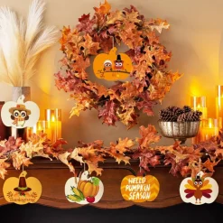 24PCS Unfinished Wooden Pumpkin Ornaments for Painting – DIY Blank Pumpkin Cutouts (3.5 Inch) Hanging Crafts for Halloween, Thanksgiving, Autumn Harvest Home Decor & Kids Craft Projects
