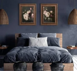 2 Pcs Vintage Floral Canvas Wall Art Set Moody Peony Rose Prints Romantic Botanical Diptych Dark Aesthetic Cottagecore Wall Decor for Living Room Bedroom Bathroom 12x16 Inch Unframed