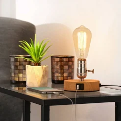 2PCS Vintage Table Lamp with Dual USB ports for Bedroom, Office, Living Room