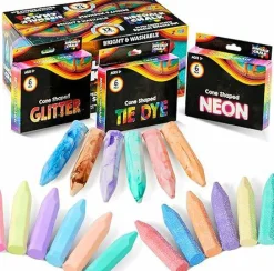 72 PCS Washable Sidewalk Chalks Set in 12 Packs, 18 Colors, Including 12 Tie Dye, 12 Glitter & 12 Neon Colors, School Supplies, Classroom Must Haves, Gift for Kids