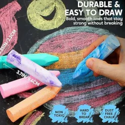72 PCS Washable Sidewalk Chalks Set in 12 Packs, 18 Colors, Including 12 Tie Dye, 12 Glitter & 12 Neon Colors, School Supplies, Classroom Must Haves, Gift for Kids