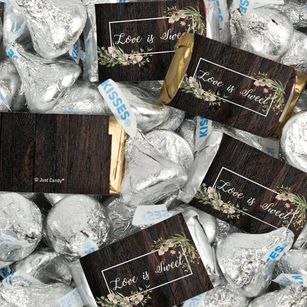 116 Pcs Wedding Candy Favors Hershey's Miniatures and Kisses - Rustic