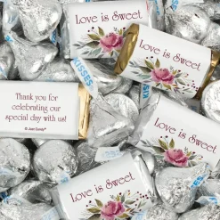 124 Pcs Wedding Candy Favors Hershey's Miniatures and Kisses - Rustic Floral