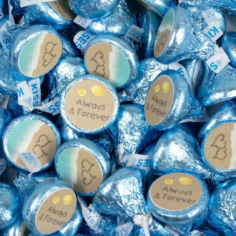 85 Pcs Wedding Candy Hershey's Kisses Milk Chocolate (13.6oz, Approx. 85 Pcs) - Beach - By Just Candy