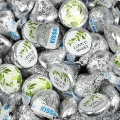85 Pcs Wedding Candy Hershey's Kisses Milk Chocolate (13.6oz, Approx. 85 Pcs) - Botanical - By Just Candy