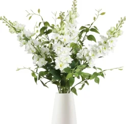 8 PCS White Artificial Delphinium Flowers with Clematis Greenery 29.5 Inch Long Stem Silk Larkspur Flowers for Wedding Centerpieces Tall Vase Home Decor