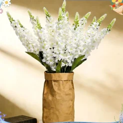 15 PCS White Artificial Delphinium Flowers 27.5 Inch Faux Silk Larkspur Long Stem Flowers for Tall Vase Wedding Centerpieces Home Floral Decor