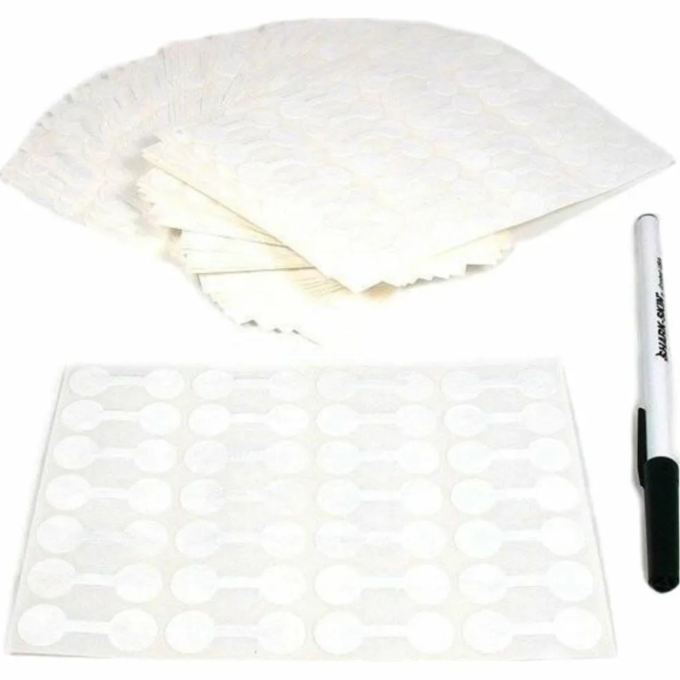 1000 Pcs White Price Tags Stickers 12mm Round Dumbbell Barbell Jewelry Display