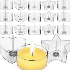 100pcs Wicks with 40pcs Plastic Clear Tea Light Candle Cup Holders set ( 10pcs each )