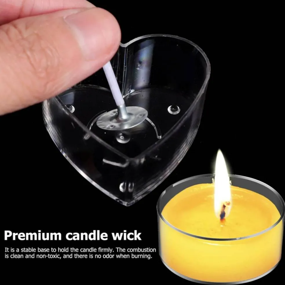100pcs Wicks with 40pcs Plastic Clear Tea Light Candle Cup Holders set ( 10pcs each )
