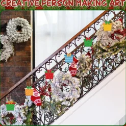 24PCS Wooden Christmas Ornaments to Paint DIY Craft Kit, Unfinished Paintable Xmas Wood Cutouts with Ropes, Holiday Craft Set for Kids & Adults, Christmas Tree Hanging Decorations & DIY Supplies (Gift Box Designs)