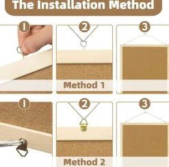 2 Pcs Wooden Framed Cork Board for Wall(Wood)