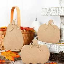 6PCS Wooden Pumpkin Cutouts with Rope – Unfinished Blank Fall Tiered Tray Decor, 3 Designs DIY Wooden Table Signs for Thanksgiving, Halloween, Autumn Home & Office Centerpieces