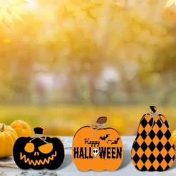 6PCS Wooden Pumpkin Cutouts with Rope – Unfinished Blank Fall Tiered Tray Decor, 3 Designs DIY Wooden Table Signs for Thanksgiving, Halloween, Autumn Home & Office Centerpieces