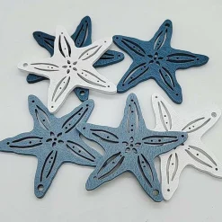 36 Pcs Wooden Starfish & Seashell Ornaments Set – Ocean Themed Beach Christmas Tree Hanging Decor for DIY Crafts, Home & Holiday Decoration