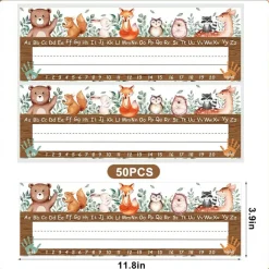 50PCS Woodland Friends Nameplate (White) 11.8 x 3.9 inches