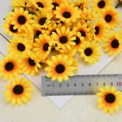 100Pcs Yellow Artificial Fake Sunflower (Yellow) 1