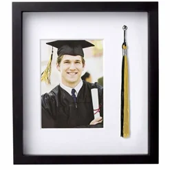 Pearhead Tassel And Picture Graduation Frame, Proudly Display a Photo in Graduation Cap and Gown in Frame with Tassel Holder, Great Centerpiece for Graduation Party, 5x7 Photo Insert