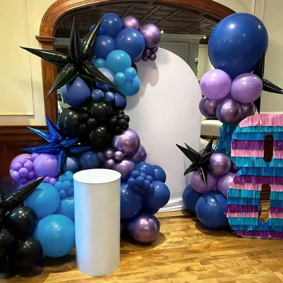 Pearl Purple Blue Confetti Latex Balloons(Black Blue Purple)