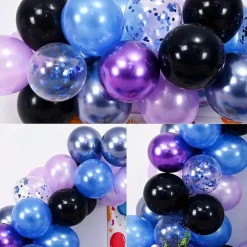 Pearl Purple Blue Confetti Latex Balloons(Black Blue Purple)